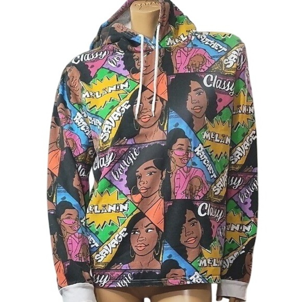 On Fire Multicolor Graphic Hoodie Size 1X
